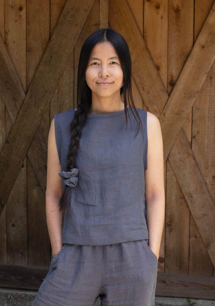 sleeveless linen top for women